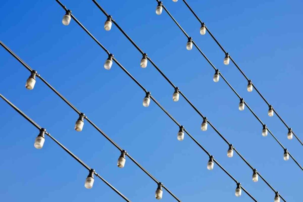 Parallel layout festoon lights garden