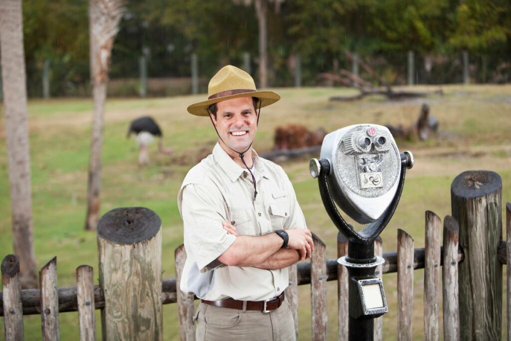ornithologist in a zoo