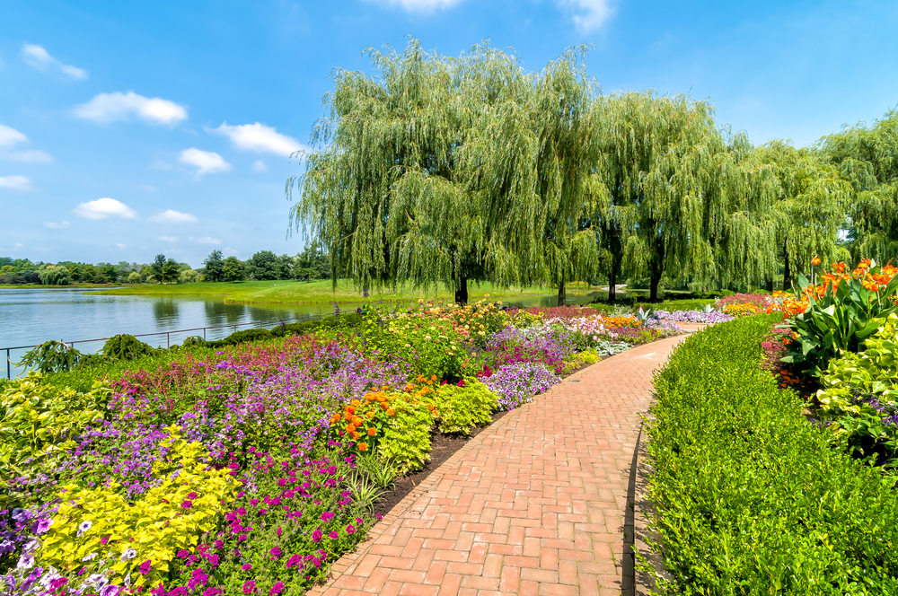 A path through part of the Chicago Botanic Garden in Illinois.