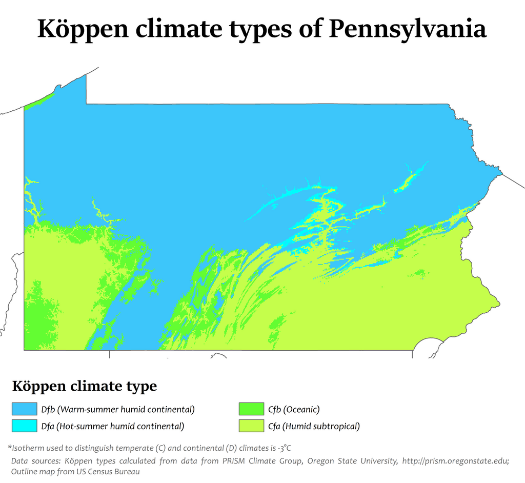 2023 USDA plant hardiness zones map information for Pennsylvania.