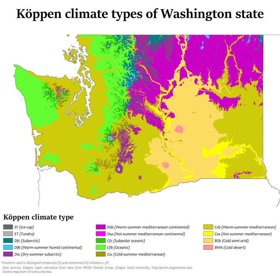 2023 USDA plant hardiness zones map information for Washington.